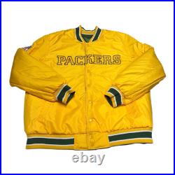 Starter Green Bay Packers Reversible Jacket Mens XL NFL Faux Satin Bomber Retro