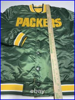 Starter Green Bay Packers Reversible Jacket Mens XL NFL Faux Satin Bomber Retro