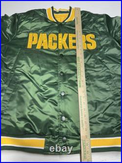 Starter Green Bay Packers Reversible Jacket Mens XXL NFL Faux Satin Bomber Retro