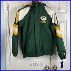 Starter vintage Green Bay Packers hooded full zip winter coat NWT mens M