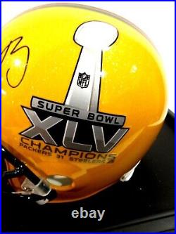 Super Bowl XLV Champions Green Bay Packers Autographed Aaron Rogers Helmet COA