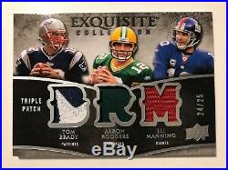 Tom Brady Aaron Rodgers Eli Manning 2009 Exquisite Triple Patch #24/25 Gradeable