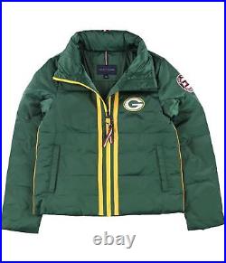 Tommy Hilfiger Womens Green Bay Packers Puffer Jacket, Green, Small