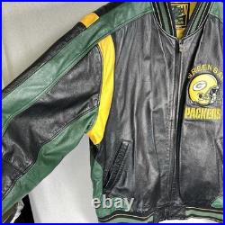 VINTAGE 90s G-III Carl Banks Green Bay Packers Leather Jacket Men's Size XXL 80s