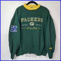 VTG 90s Green Bay Packers Sweater Men L Green Embroidered NFL Retro Colorblock