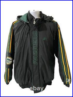 VTG 90s NFL Green Bay Packers Pro Line Starter Full Zip Jacket Black Green XL