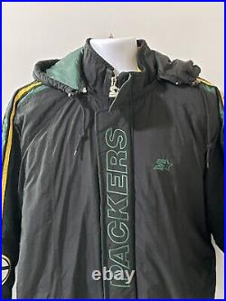 VTG 90s NFL Green Bay Packers Pro Line Starter Full Zip Jacket Black Green XL