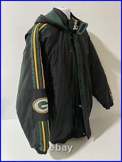 VTG 90s NFL Green Bay Packers Pro Line Starter Full Zip Jacket Black Green XL