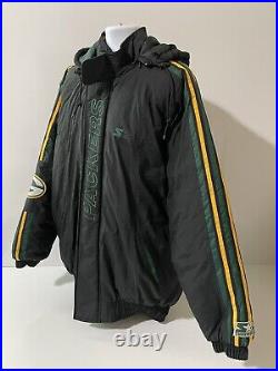 VTG 90s NFL Green Bay Packers Pro Line Starter Full Zip Jacket Black Green XL