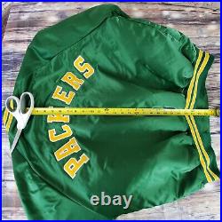 VTG Green Bay Packers BACK SPELLOUT Chalk Line Satin Button Jacket Men's Size XL