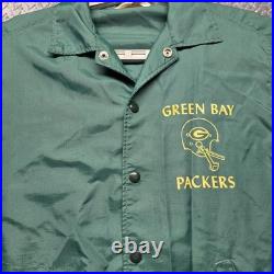 VTG Green Bay Packers Rintwear Coach Jacket Men's Sm 1970's Green Nylon USA Made