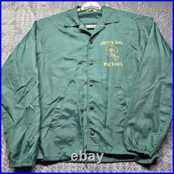 VTG Green Bay Packers Rintwear Coach Jacket Men's Sm 1970's Green Nylon USA Made
