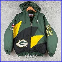 VTG Proline Logo Athletic Double Sharktooth Green Bay Packers Jacket Mens Large