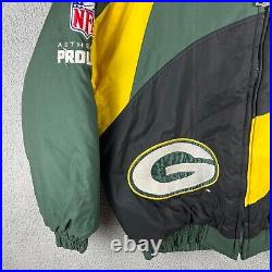 VTG Proline Logo Athletic Double Sharktooth Green Bay Packers Jacket Mens Large