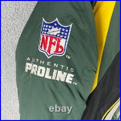 VTG Proline Logo Athletic Double Sharktooth Green Bay Packers Jacket Mens Large