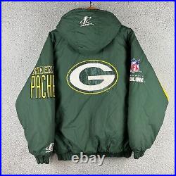 VTG Proline Logo Athletic Double Sharktooth Green Bay Packers Jacket Mens Large