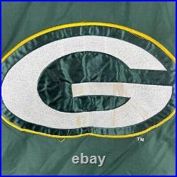 VTG Proline Logo Athletic Double Sharktooth Green Bay Packers Jacket Mens Large