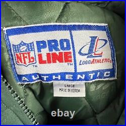 VTG Proline Logo Athletic Double Sharktooth Green Bay Packers Jacket Mens Large