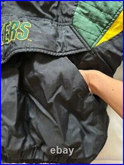 VTG Starter Pro Line Mens Green Bay Packers 1/4 Zip Pullover Hood Jacket Sz XL