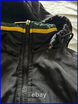 VTG Starter Pro Line Mens Green Bay Packers 1/4 Zip Pullover Hood Jacket Sz XL