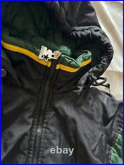 VTG Starter Pro Line Mens Green Bay Packers 1/4 Zip Pullover Hood Jacket Sz XL