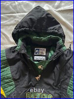VTG Starter Pro Line Mens Green Bay Packers 1/4 Zip Pullover Hood Jacket Sz XL