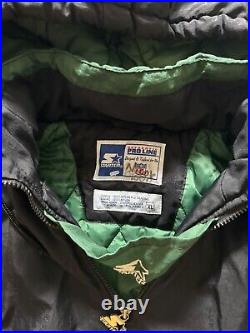 VTG Starter Pro Line Mens Green Bay Packers 1/4 Zip Pullover Hood Jacket Sz XL