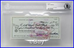 Vince Lombardi Autographed & Hand Written Green Bay Check HOF Packers Legend
