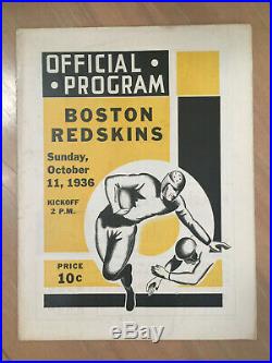 Vintage 1936 NFL Boston Redskins @ Green Bay Packers Football Program Lambeau