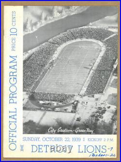 Vintage 1939 Green Bay Packers vs Detroit Lions Game Program City Stadium