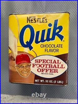 Vintage 1960's Vince Lombardi Nestle Quick Tin Very Rare In Amazing Condition