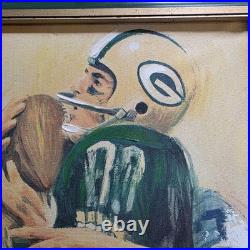 Vintage 1965 NFL Green Bay Packers Football Dave Boss Oil Painting withSignature