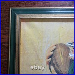 Vintage 1965 NFL Green Bay Packers Football Dave Boss Oil Painting withSignature