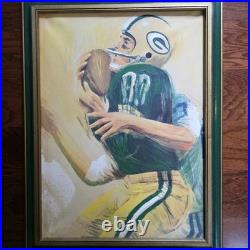 Vintage 1965 NFL Green Bay Packers Football Dave Boss Oil Painting withSignature