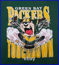 Vintage 1990 Taz Green Bay Packers Sweatshirt XL Crew Looney Toons NFL Artex USA