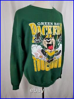 Vintage 1990 Taz Green Bay Packers Sweatshirt XL Crew Looney Toons NFL Artex USA