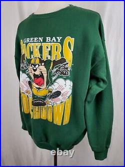 Vintage 1990 Taz Green Bay Packers Sweatshirt XL Crew Looney Toons NFL Artex USA