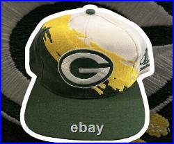 Vintage 1990s Green Bay Packers Splash Hat Logo 7 Snap Back