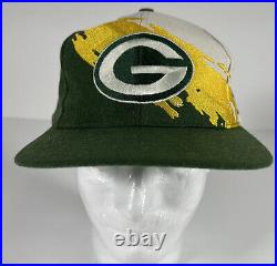 Vintage 1990s Green Bay Packers Splash Hat Logo 7 Snap Back