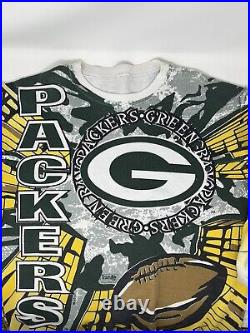 Vintage 1990s MJ T's Green Bay Packers NFL AOP Crewneck Sweatshirt (M)