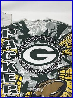 Vintage 1990s MJ T's Green Bay Packers NFL AOP Crewneck Sweatshirt (M)