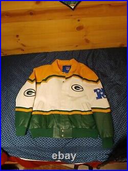 Vintage 1999 Reebok NFL Jeff Hamilton Green Bay Packers Leather Jacket XL