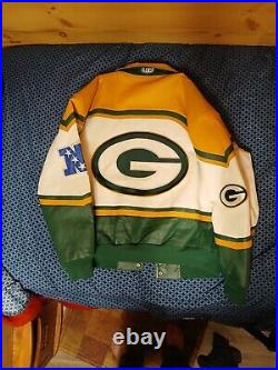 Vintage 1999 Reebok NFL Jeff Hamilton Green Bay Packers Leather Jacket XL