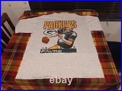 Vintage 90s Brett Favre Green Bay Packer 1995 MVP Portrait Gray T-Shirt NFL Sz L