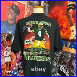 Vintage 90s Green Bay Packers Brett Favre City Skyline True Fan NFL Tee Sz XL