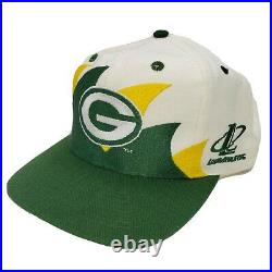 Vintage 90s Green Bay Packers Logo Athletic Double Sharktooth Snapback Hat Cap 7