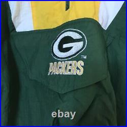 Vintage 90s Green Bay Packers Script Starter ProLine 1/4 Zip Pullover Jacket XL