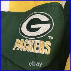 Vintage 90s Green Bay Packers Script Starter ProLine 1/4 Zip Pullover Jacket XL