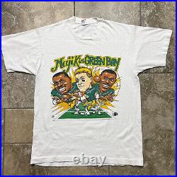 Vintage 90s Green Bay Packers Shirt Mens Large NFL Caricature Shannon Sharpe