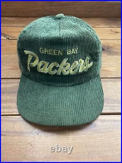 Vintage 90s Green Bay Packers Sports Specialties Corduroy Script Hat